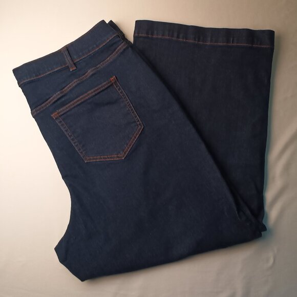 Lands' End Jeans Size 22W High Rise Wide Leg Dark Wash - Picture 1 of 9